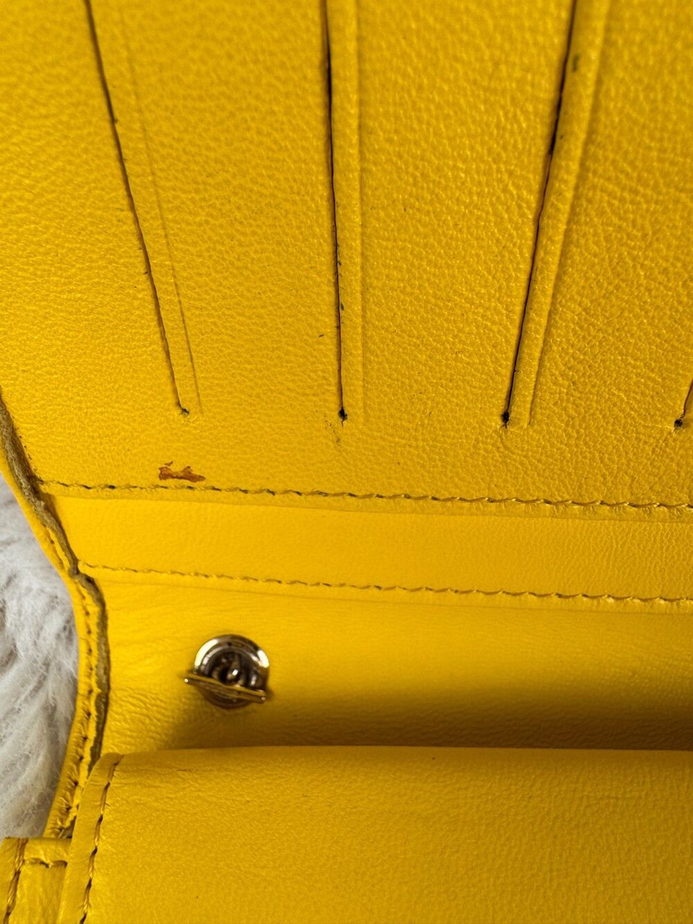 Fendi 2000's Yellow Embossed Nappa Logo Chain Clutch Crossbody Wallet - Picture 11 of 16